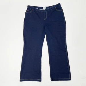 Pajama Jeans Women's XL Pull On Stretch Blue Denim Wide Leg Drawstring Pockets - Picture 1 of 7