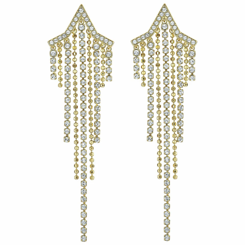 NOVO AJUSTE BRINCOS DE BORLA PERFURADOS ESTRELA BRANCO, TOM DOURADO 2019 JOIAS SWAROVSKI  - Imagem 1 de 1