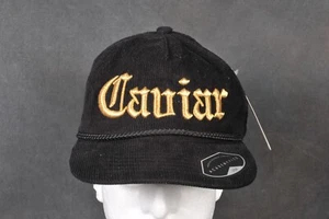 Caviar Gold Black Corduroy Baseball Cap Snapback Flat Brim Cannabis Super Weed - Picture 1 of 5