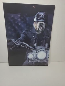 Bull Dog/Eagle Biker on Motorcycle Lenticular 3-D Picture 3D Photo 10" X 14" - Picture 1 of 3