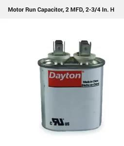 Motor Run Capacitor, 2 MFD, 2-3/4 In. H - Picture 1 of 2