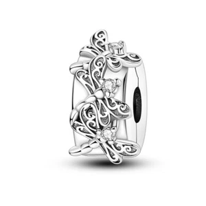 MULA Retro Dragonfly Gummi Clip DIY Charm AAA CZ für Armband 925 Sterling Silber - Picture 1 of 5