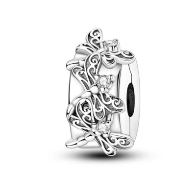 MULA Retro Dragonfly Gummi Clip DIY Charm AAA CZ für Armband 925 Sterling Silber - Bild 1 von 4