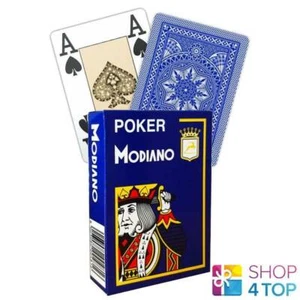 Póquer Modiano Azul Plástico Juego de Cartas 4 Jumbo Index Talla Hecho Italy Neu - Imagen 1 de 3