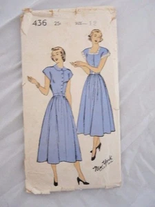 New York Pattern Company Vintage Sewing 436 Dress Size 12 .25 Used Unprinted - Picture 1 of 2