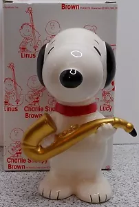 VIintage Peanuts Snoopy Saxaphone Ceramic Bank MIB - Picture 1 of 12