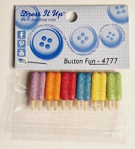 Dress It Up Novelty Buttons - Glitter Popsicles - Craft Jewellery, Cake Making - Picture 1 of 2