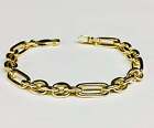 14K Solid Yellow Gold Handmade 6.5Mm Rolo (Figaro) Link Bracelet, 7", Approx 20G