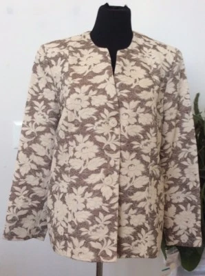 Chaqueta Blazer Para Mujer Alfred Dunner Moca Beige Mezcla Algodón Floral Talla 16 Nueva con Etiquetas. Foto 1 de 4