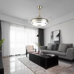 42" Invisible Ceiling Fan Light 7 Color LED Bluetooth Player 3 Speed Timing w/RC - Picture 1 of 12