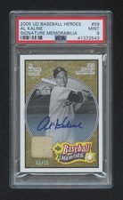 POP 1 PSA 9 AL KALINE 2005 UD AUTOGRAPH JERSEY /15 BASEBALL HEROES TIGERS HOF 