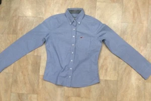 Hollister Fitted Long Sleeve Light Blue Shirt Cotton Collared Buttons Size Small - Picture 1 of 9