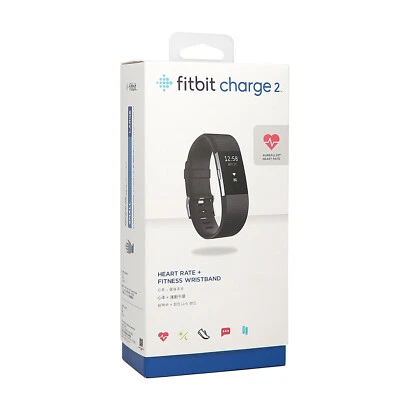 NEW Fitbit Charge 2 Black Fitness Activity Tracker (With S + L Sizes Wristband) - Image 1 of 4