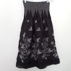 LAPIS Gypsy Rock gesmokt / trägerloses Kleid schwarz grau Schmetterling OS - Bild 1 von 7