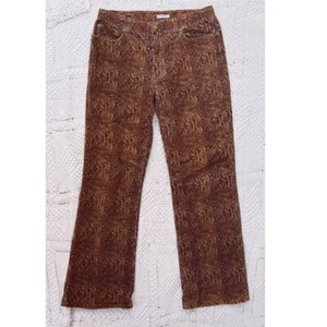Jones New York Women’s Pants Size 12 Straight Wide Leg corduroy Snakeskin Brown - Picture 1 of 5