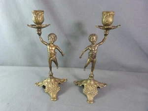 Paar Vintage französische Bronze Leuchter mit Aktfigur - Bild 1 von 11