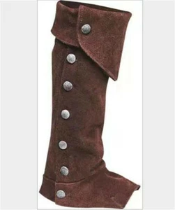 Medieval Mens Warrior Boot Shoes Cover Leg Armor Suede Strap Buckle Rivets Wrap - Picture 1 of 4