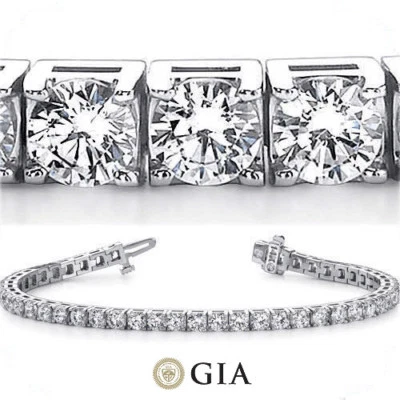 15 ct Round Diamond 14k White Gold Tennis Bracelet 33 x 0.45-0.47 ct GIA E-F VS - Image 1 of 4