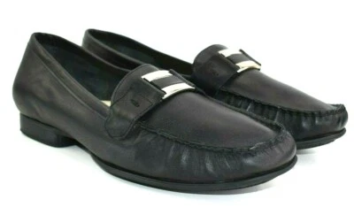 Mocasines Hush Puppies Bal Harbour para mujer talla 11 EW Horse Bit cuero negro Foto 1 de 4