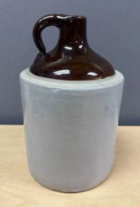 Vintage Crock Moonshine Jug Rustic Stoneware Brown/Beige - Picture 1 of 6