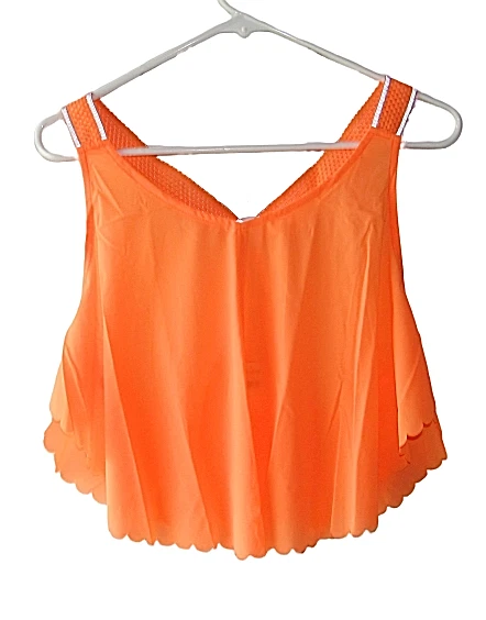 People Movement Pretty Lil Running Top Womens Medium Neon Orange Scalloped