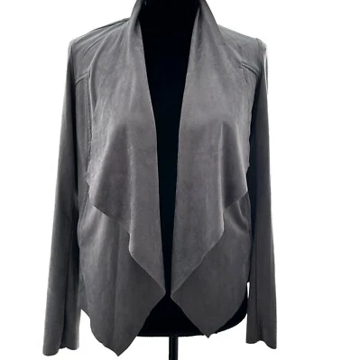 KUT From The Kloth Heather Gray Faux Leather Jacket Drape Front Women's Size S Foto 1 de 4
