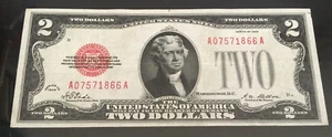 1928 $2.00 DOLLAR RED SEAL NOTE light circulated AA block - Picture 1 of 2