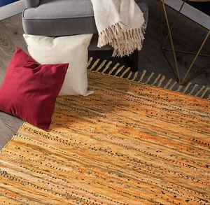 Alfombra tejida a mano 100 % algodón Chindi con trapo 2x3 pies| alfombra de piso 24""x36 - Imagen 1 de 19