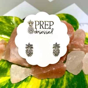 Silver Tone Crystal Pineapple Earrings - Bild 1 von 5