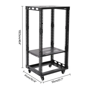 18U 18.5" 4 Post Open Frame Network Server Rack Adjustable Partition 0-31.5'' US - Picture 1 of 16