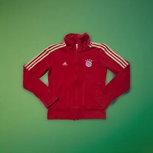 Adidas Bayern Munich Red Long Sleeve Full Zip Up Jacket Youth SZ Extra Small Kid - Picture 1 of 12