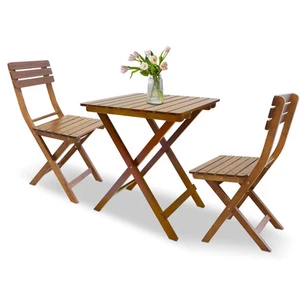 3-Piece Outdoor Wood Bistro Set, Patio Folding Furniture Set - Picture 1 of 1