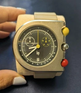 Raro Reloj LIP MACH 2000 Cronógrafo Plateado Vintage Diseñador Roger Tallon Usado - Imagen 1 de 12