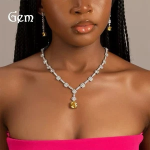 Swarovski zirconia Bridal Necklace and  Earrings  Set - Picture 1 of 10