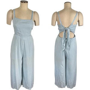Altar’d State Womens Medium Light Mint Blue Tie Back Cropped Jumpsuit - Picture 1 of 8