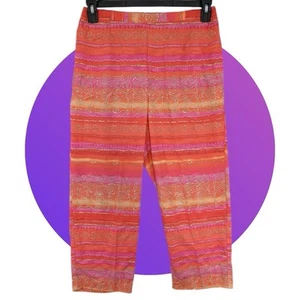 Napa Valley Womens Orange Stripe Ankle Crop Capri Pants Size M 6 8 Summer Rayon - Picture 1 of 8