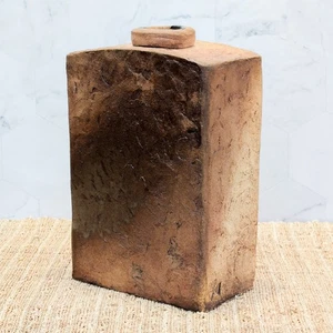 Vaso ceramica rettangolare giapponese vintage struttura marrone abbronzatura minimalista wabi sabi - Foto 1 di 10