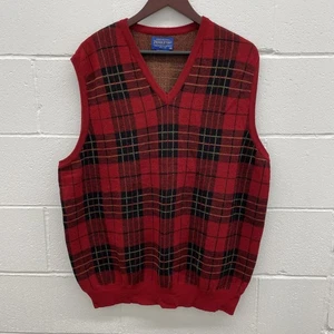 Pendleton Merino Wool Red Plaid Sweater Vest Size XXL - Picture 1 of 11