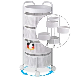 Rollwagen, Küchenregal aus Stahl weiß, 5 Etagen mit ausklappbaren Körben, Henry - Bild 1 von 7