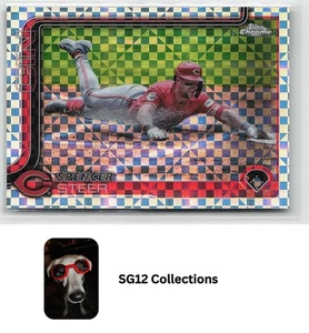 2025 Topps Chrome #174 Spencer Steer X-Fractors Cincinnati Reds - Picture 1 of 2