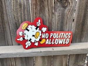 No Politics! Handmade American Traditional Tattoo Shop Sign - Picture 1 of 8
