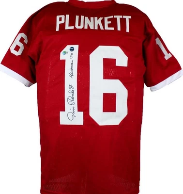 Jim Plunkett Autographed Red College Style Jersey w/Heisman-Beckett W Hologram - Image 1 of 4