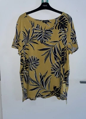 DEBENHAMS LADIES MUSTARD MIX STRETCH BLOUSE TOP SIZE 20 - Image 1 of 2