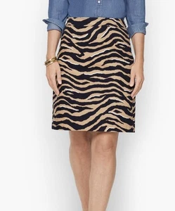 NWT TALBOTS Sz 16 Tiger Print Straight Skirt Lined  Animal Stretch $80 Black Tan - Picture 1 of 10