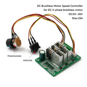 1PCS Brushless Motor Speed Controller CW CCW Reversible DC 5V-36V 15A 3-Phase - Picture 1 of 12