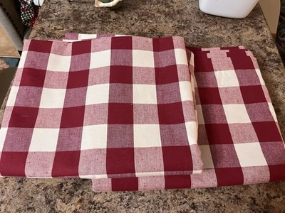 2 Buffalo Check Plaid Window Curtain Panels (52”x94”) Red - Image 1 of 3