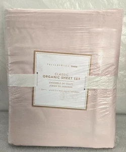 Pottery Barn Teen Classic Organic Sheet Set of 4 Queen Powdered Blush - Picture 1 of 2