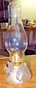 Antique Glass Finger Lamp, Oil/Kerosene Eagle Burner W. NOS CHIMNEY EXCELLENT - Picture 1 of 7