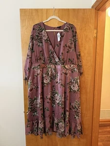 Abito Torrid floreale chiffon surplice midi scollo a V femminile nuovo con etichetta taglia 3 3X 22-24 - Foto 1 di 19