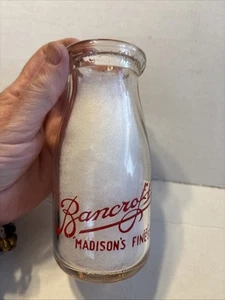 Bancroft ACL Half Pint Milk Bottle. Madison Wi Madison's Finest - Picture 1 of 5